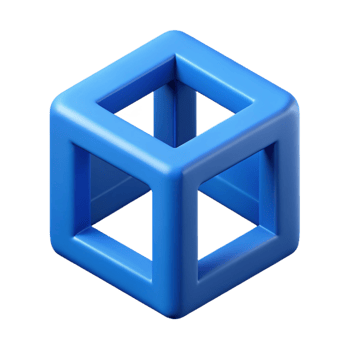 splendid creative Geometric cube with clean lines. Single-weight stroke, blue flat color. with Scalable Design. premium png