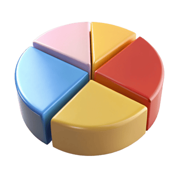 mesmerizing nordic Pie chart divided into four sections, contrasting flat colors. Crisp edges, clean lines, with Scalable Design. sharp png