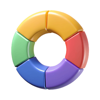 impressive acclaimed Circular infographic with five segments, each a different flat color. Clean lines, crisp edges with Scalable Design. png