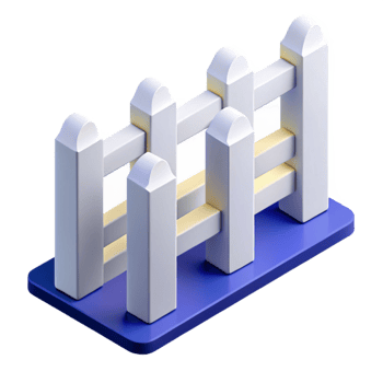 elegant unparalleled Flat color isometric fence with clean lines and white pickets with Scalable Design. png