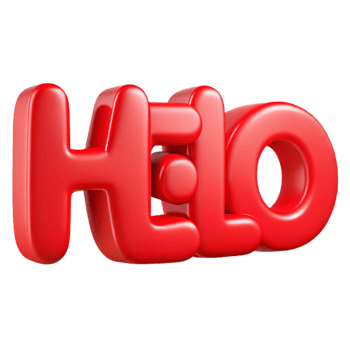 standout classic Bold, sans-serif HELLO in flat red. Clean lines, crisp edges with Scalable Design. studio quality png