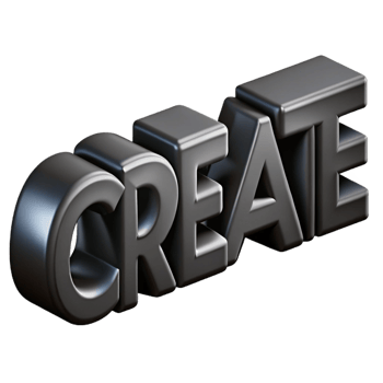 bold splendid The word CREATE in a bold, geometric font. Flat black with Scalable Design. elite png
