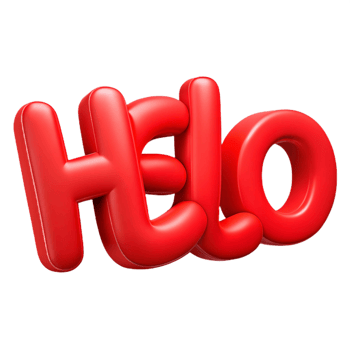 memorable surreal Bold, sans-serif HELLO in bright red. Clean lines, flat color with Scalable Design. exclusive png
