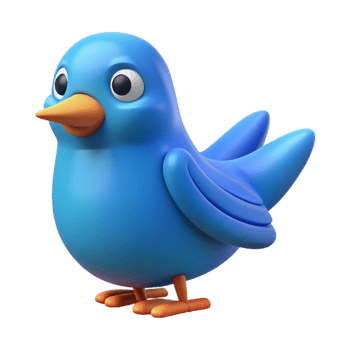 inspired vintage Bird character with a rounded body and pointed wings. Flat blue color, minimal design with Scalable Design. crisp png