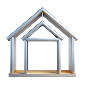 vibrant surreal Clean lines drawing of a house frame. Scalable, geometric design with Scalable Design. authentic png