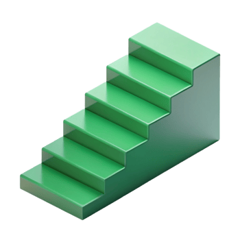 hypnotic futuristic Scalable isometric staircase with single-weight stroke and green steps with Scalable Design. crisp png
