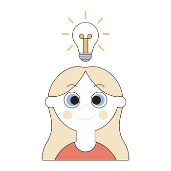 Cute Girl With Lightbulb Hovering vector