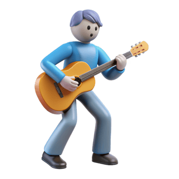 romantic exquisite Silhouette of a playing guitar. Single-weight stroke, flat color, clean lines with Scalable Design. professional png