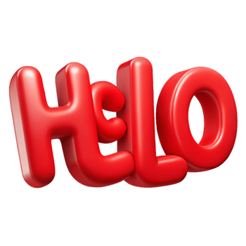 signature artistic Bold, sans-serif HELLO in flat red. Clean lines, crisp edges with Scalable Design. gallery standard png