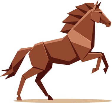 Brown horse rearing with geometric shapes flat design minimal style wild animal art vector
