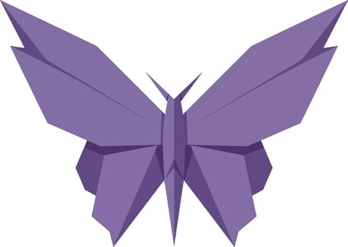 Purple butterfly with geometric wings in minimal flat design style illustration vector