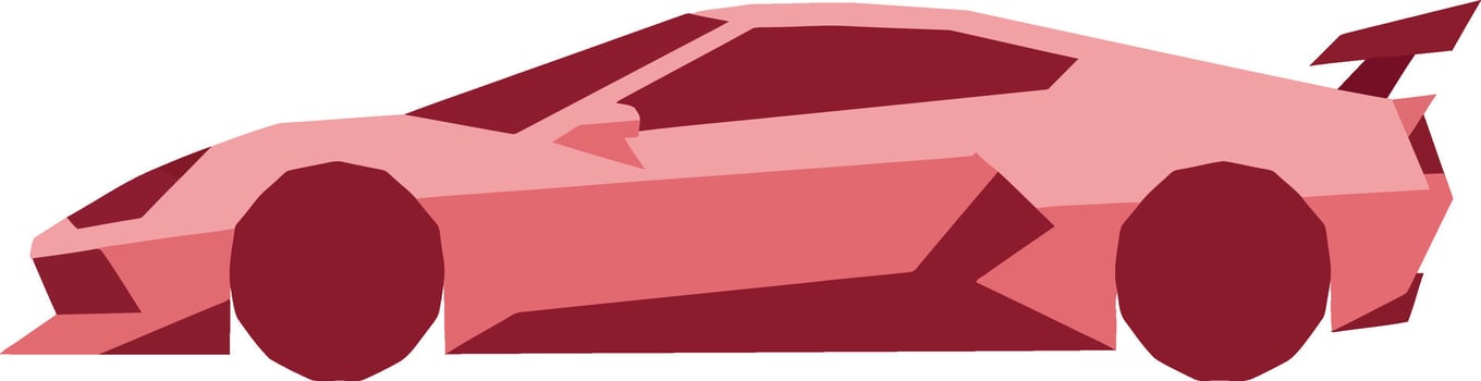 Red sports car with sleek angular design in minimal flat style illustration vector