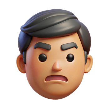 immaculate melancholic elegant Frowning face with downturned mouth. Crisp edges, scalable, flat color with Scalable Design. impeccable png