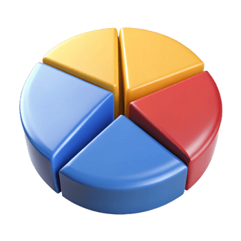 iconic traditional Circular pie chart divided into four equal sections. Crisp edges, solid colors, symmetrical design with Scalable Design. luxury png