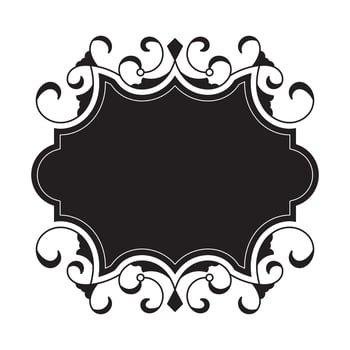Black and white ornate frame with scroll design vector