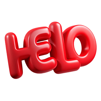 picturesque melancholic elegant Bold, sans-serif HELLO in bright red. Clean lines, flat color with Scalable Design. high quality png