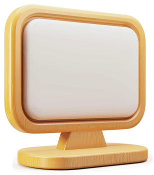 Retro style wooden computer monitor graphic. png