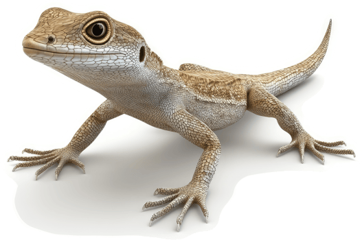 Close-up of a small, light-brown lizard. png
