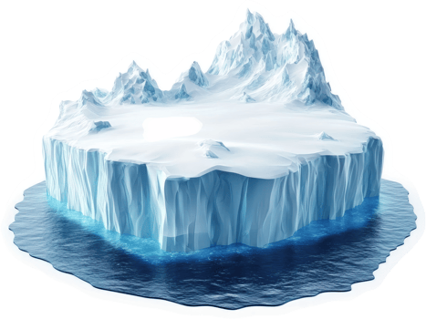 Massive iceberg floats in frigid ocean waters. png