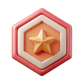 reflective pristine Hexagonal badge with a six-pointed star. Clean lines, scalable, symmetrical with Scalable Design. premium png