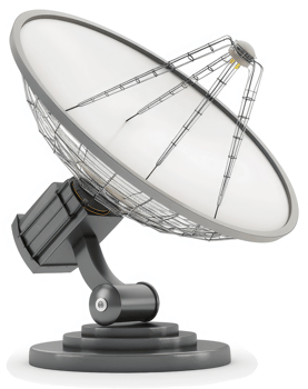 Satellite dish antenna, used for communication. png