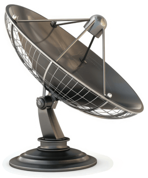 Satellite dish antenna positioned for reception. png