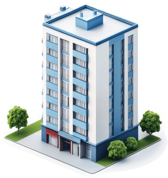 Multi-story apartment building with retail space. png