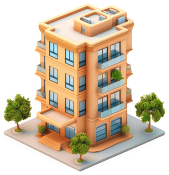 Ornate residential building with multiple apartments. png