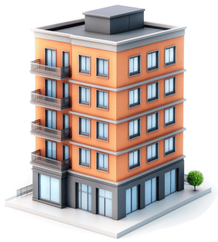 Multi-story residential building with storefront. png