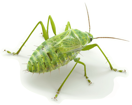 Detailed view of a vibrant green insect. png