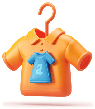 Stylish orange polo shirt with a smaller blue t-shirt inside. png