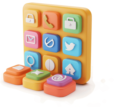 Colorful mobile app icons arranged in a grid pattern. png