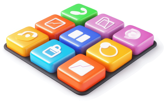 Colorful application icons arranged in a grid pattern. png