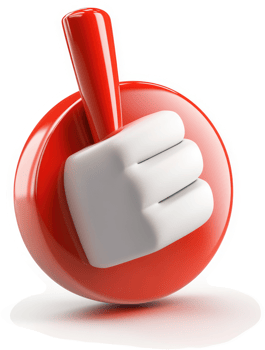 A bright red circle with a white thumb-up hand gesture. png