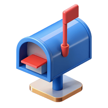 inspired gothic Isometric mailbox with clean lines and a red flag with Scalable Design. expertly shot png