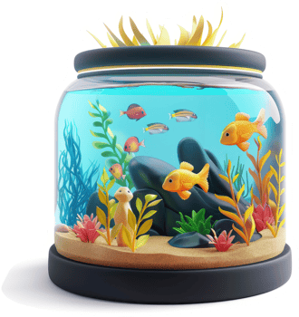 Colorful fish tank, a miniature underwater world. png