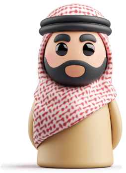 Cartoonish depiction of a Middle Eastern man in traditional attire. png