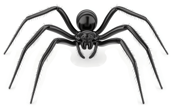 Detailed illustration of a large, black spider. png