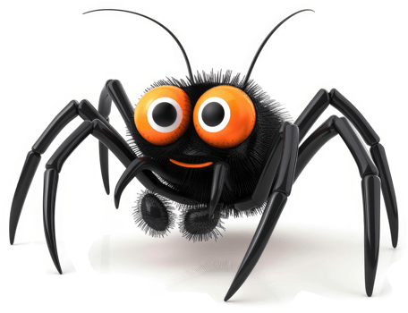 Cartoon spider with large orange eyes. png