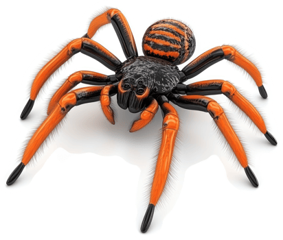 Ornate spider with vibrant orange legs. png