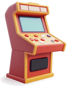 Retro arcade game machine, vibrant in colors. png