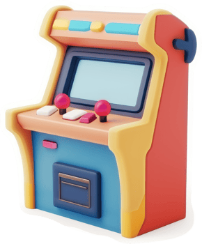 Colorful arcade game machine, ideal for retro gaming. png