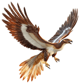 Majestic prehistoric bird soaring through the air. png