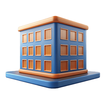 spectacular inspired Square building with rectangular windows. Crisp edges, geometric shape, with Scalable Design. png