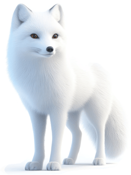 Arctic fox, a digitally rendered, full-body depiction. png