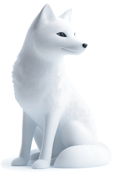 A captivating, stylized arctic fox figurine. png