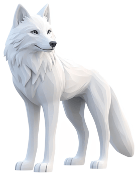 Digital rendering of stylized a white wolf. png
