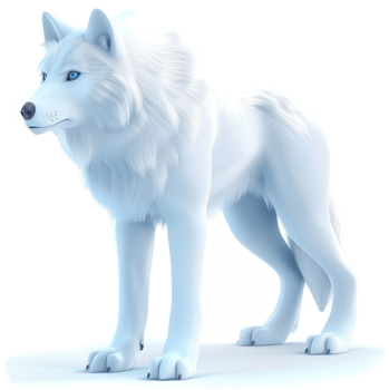 Digital illustration of a majestic, white wolf. png