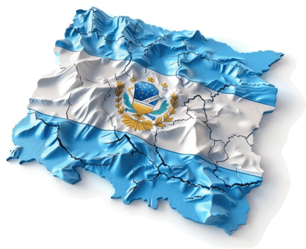 Elevated map of Paraguay showcasing its national flag and terrain. png