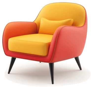 Vibrant, mid-century modern armchair in a bold color scheme. png